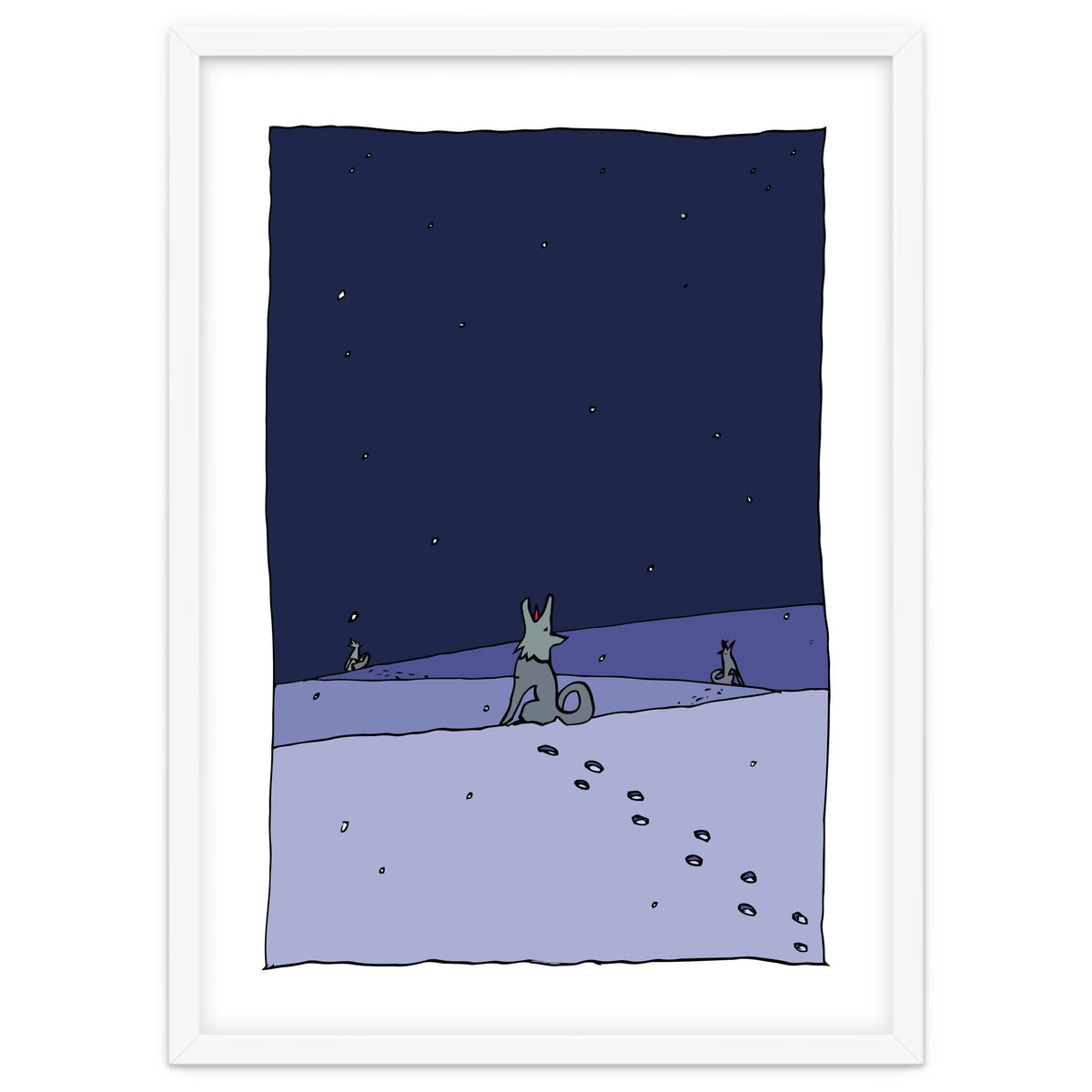 Dogs in Winter Night