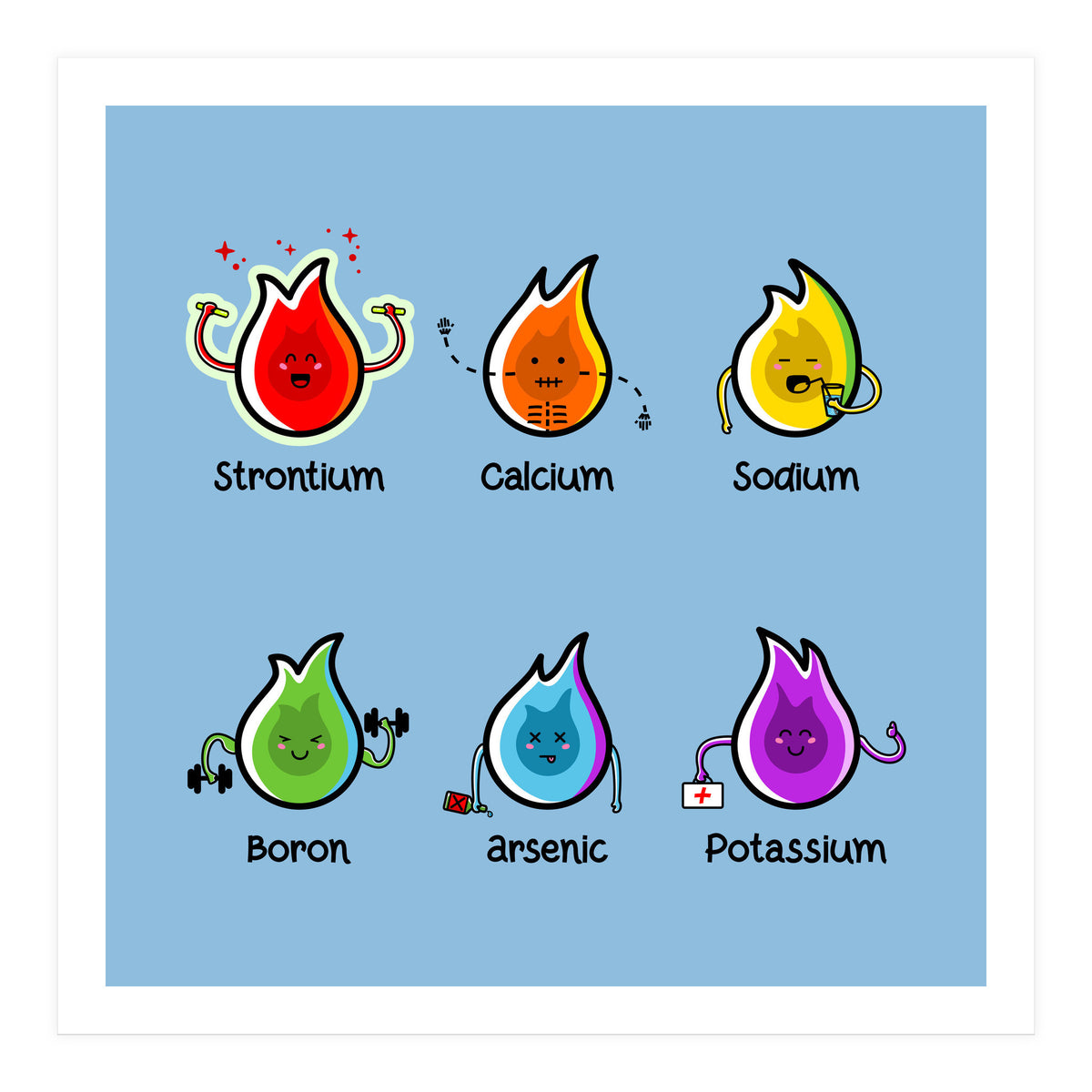 Kawaii Flaming Elements Science (Print Only)