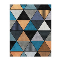 Colorful Concrete Triangles 2 - Blue, Grey, Brown (Print Only)