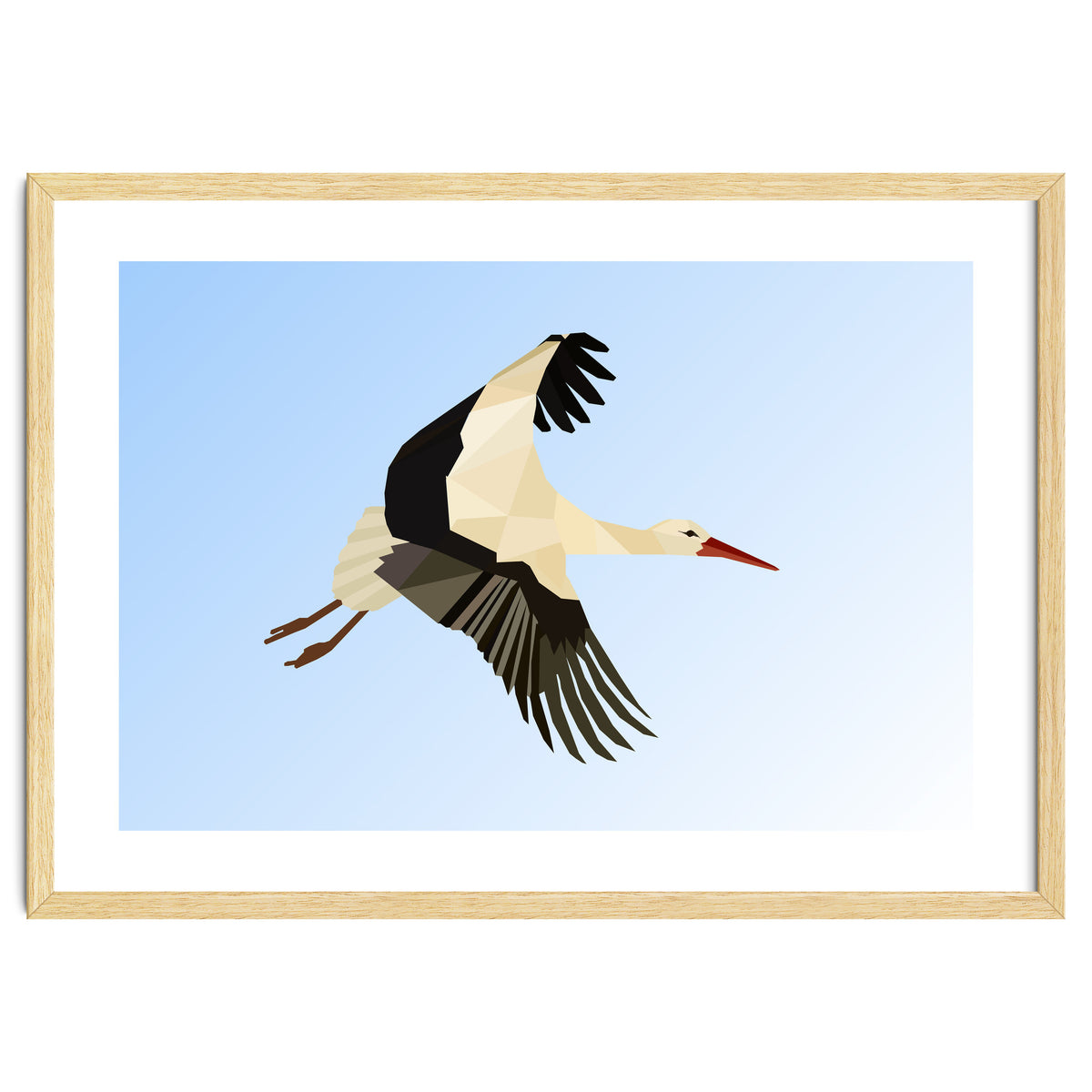White Stork Bird Low Poly Art