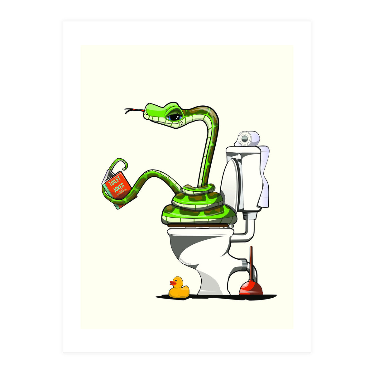 Snake on the Toilet, funny Bathroom humour (Print Only)