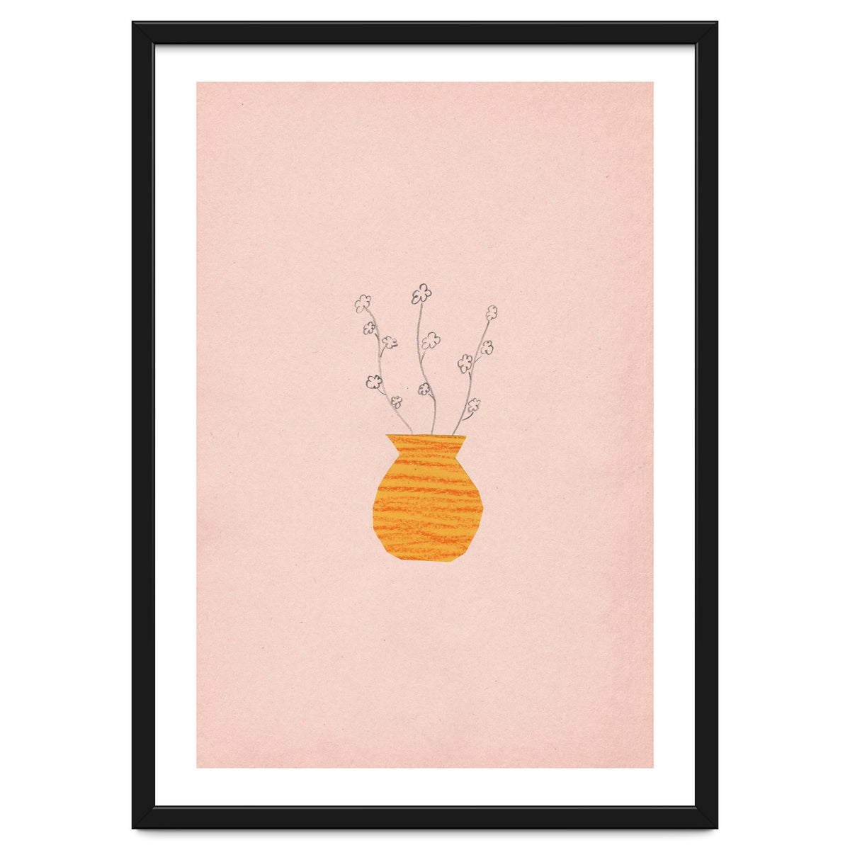 Pink and orange botanical art