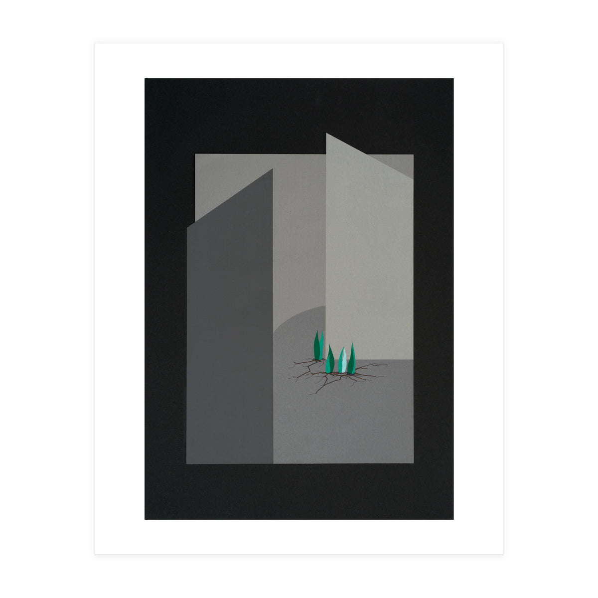 Small sprouts in concrete landscape. (Print Only)