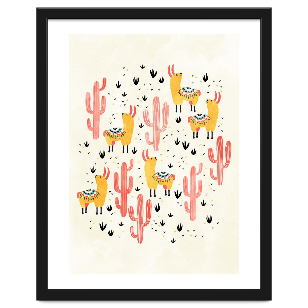 Yellow Llamas Red Cacti