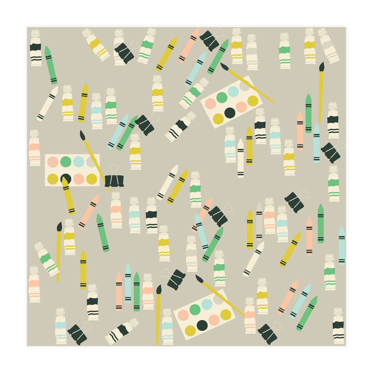 Artist pattern with crayons, watercolors and acrylic paint (Print Only)