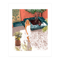 Soaking up the Sun | Bohemian woman Palace Architecture | Buildings Travel Fashion Urban Jungle (Print Only)