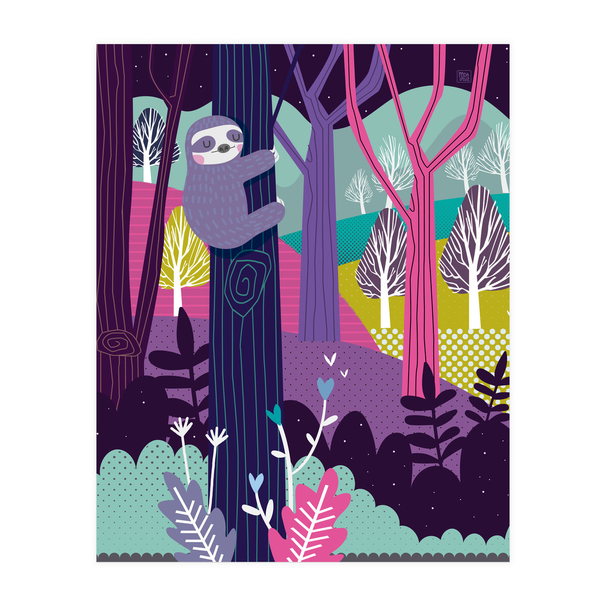 Sloth in the woods (Print Only)