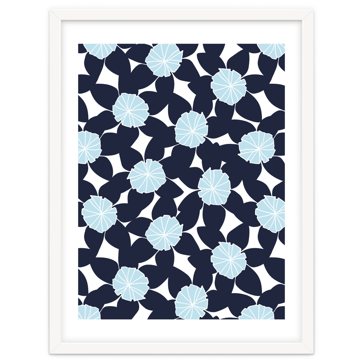 Pastel Blue Abstract Flower Pattern