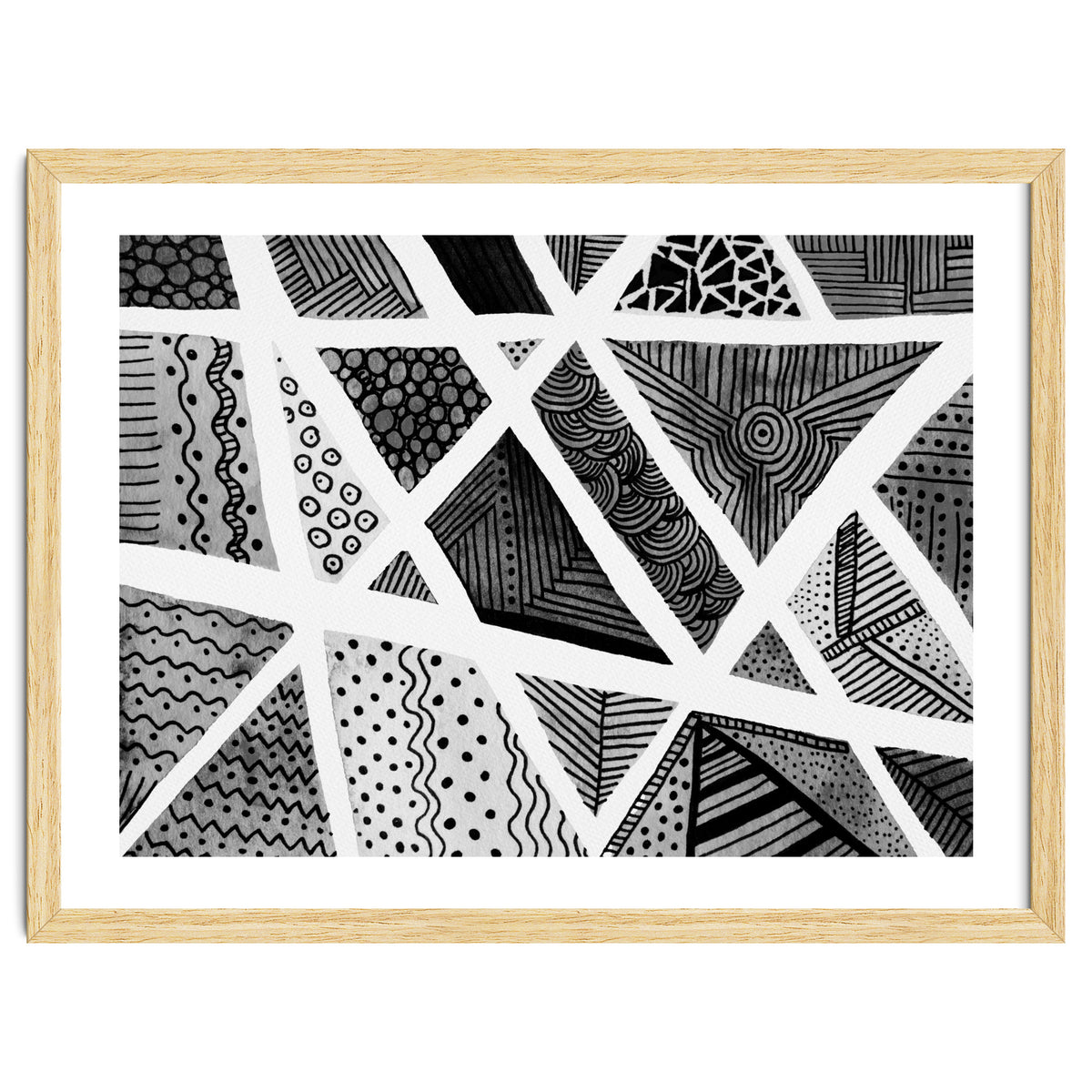 Geometric doodle pattern in black and white