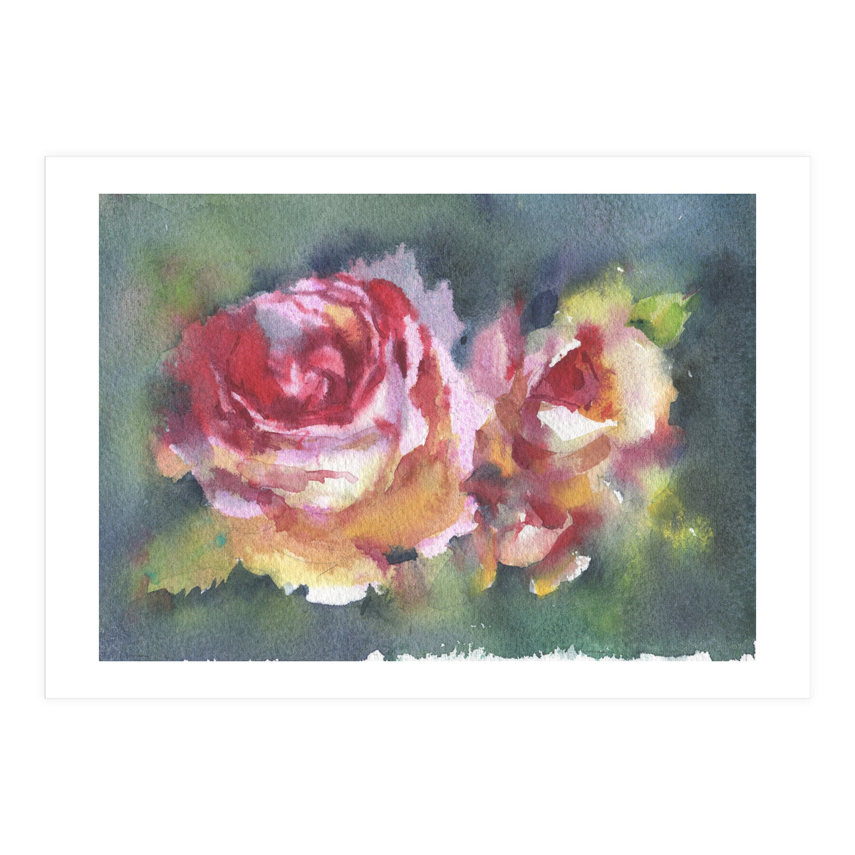 Wildflowers rose watercolor painting (Print Only)