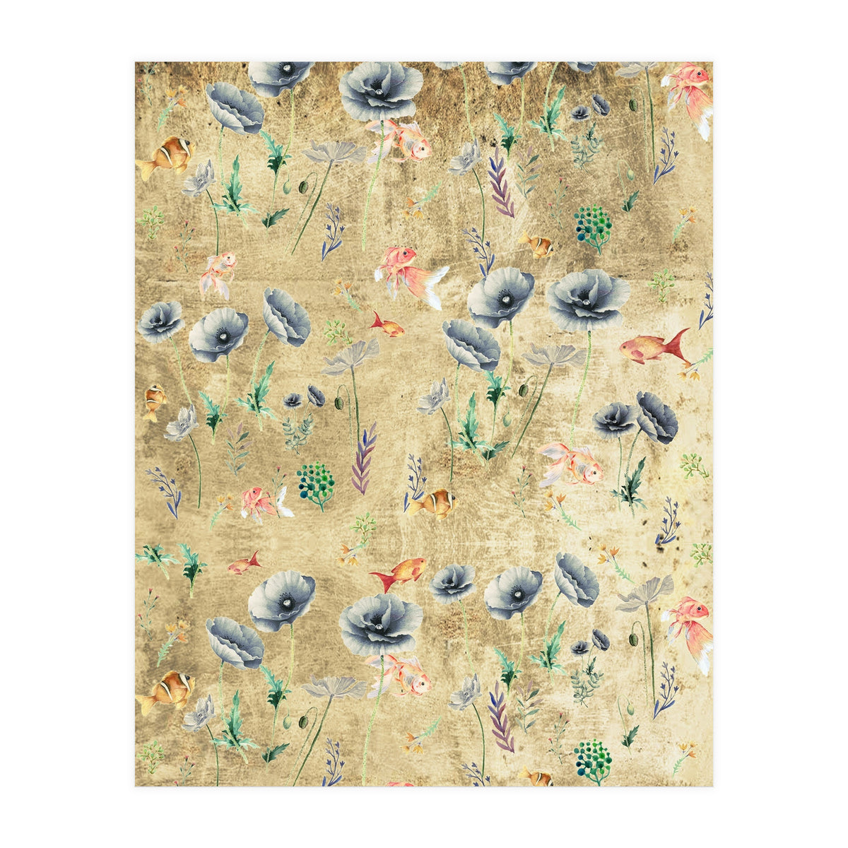 Fishes & Garden #Gold-plated (Print Only)