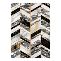 Abstract Chevron Pattern - Black and White Marble (Print Only)