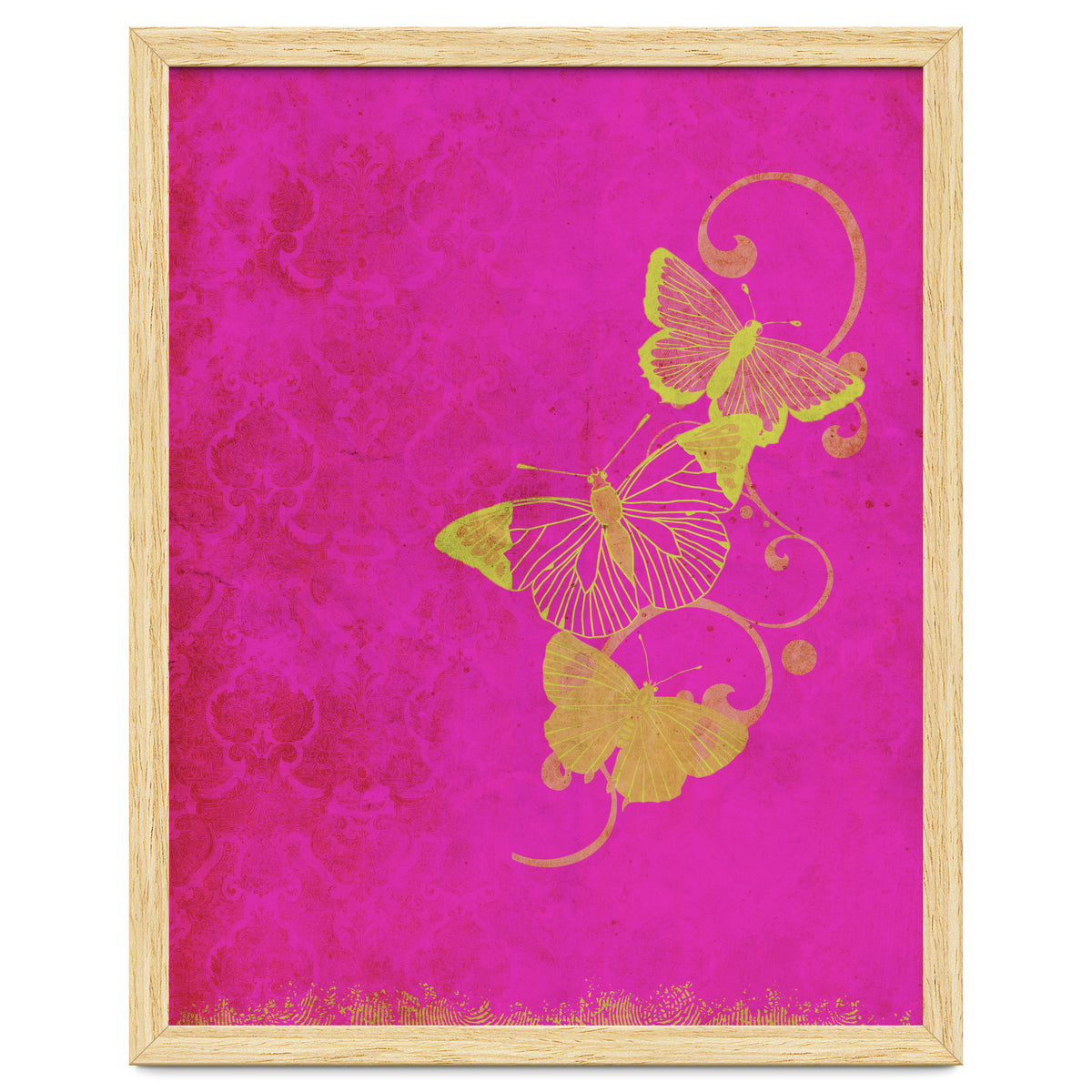 Yellow Butterflies on Pink