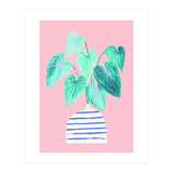 minimal house plant painting in stripy vase (Print Only) thumbnail