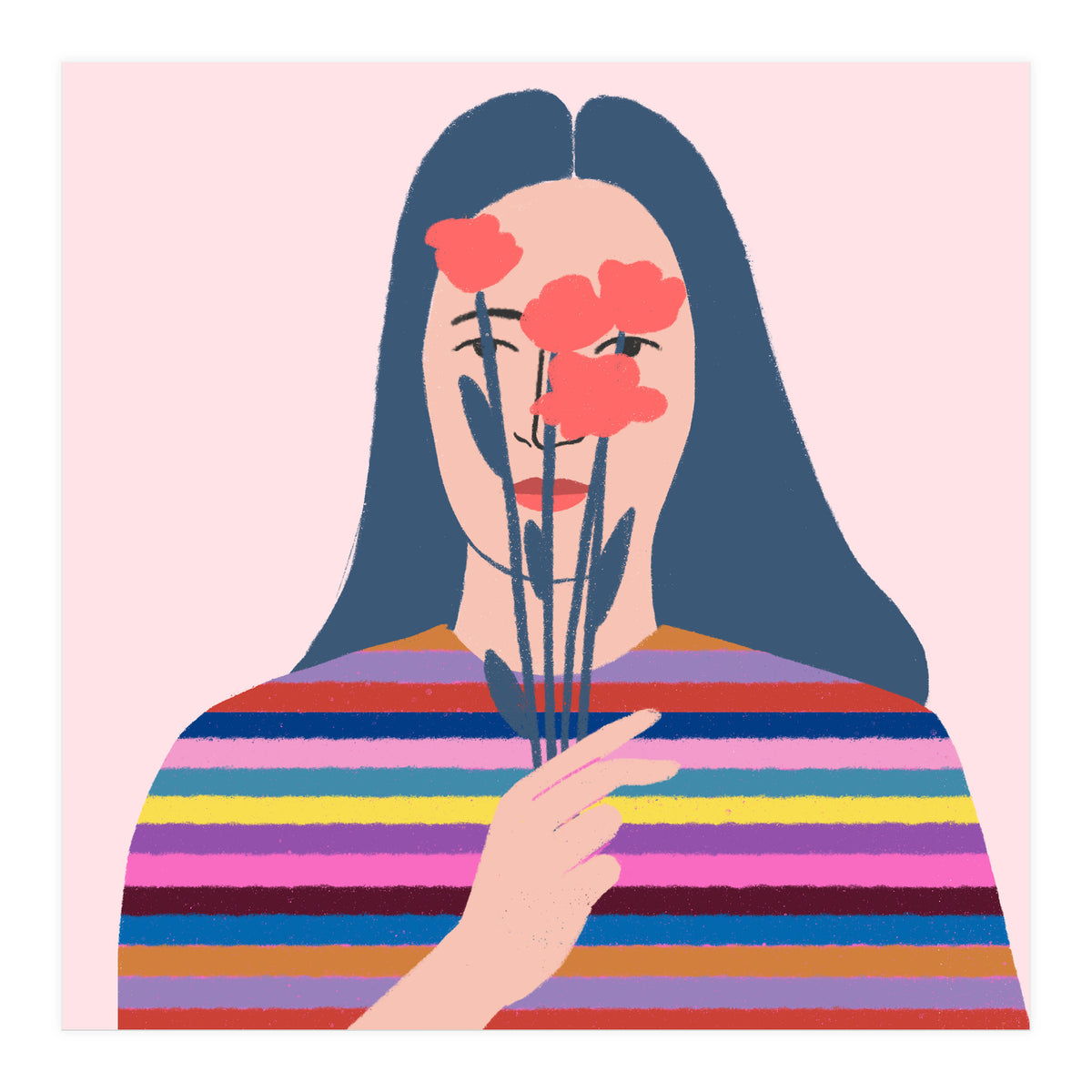 Girl With Flowers Square (Print Only)