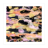 Modern Abstract Black Pink Salmon Gold Acrylic Brushstrokes Paint (Print Only) thumbnail