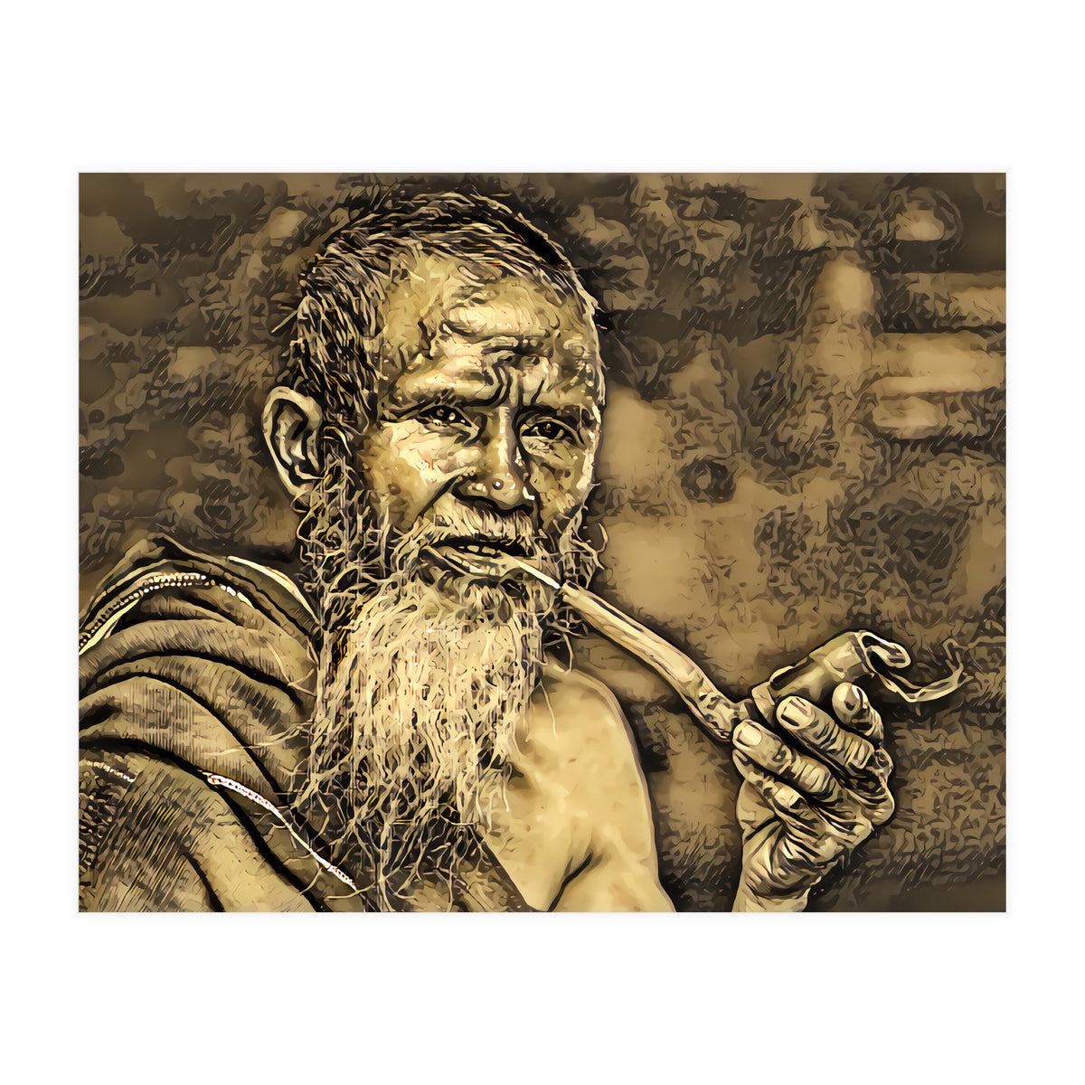 Old Man with Pipe (Print Only)