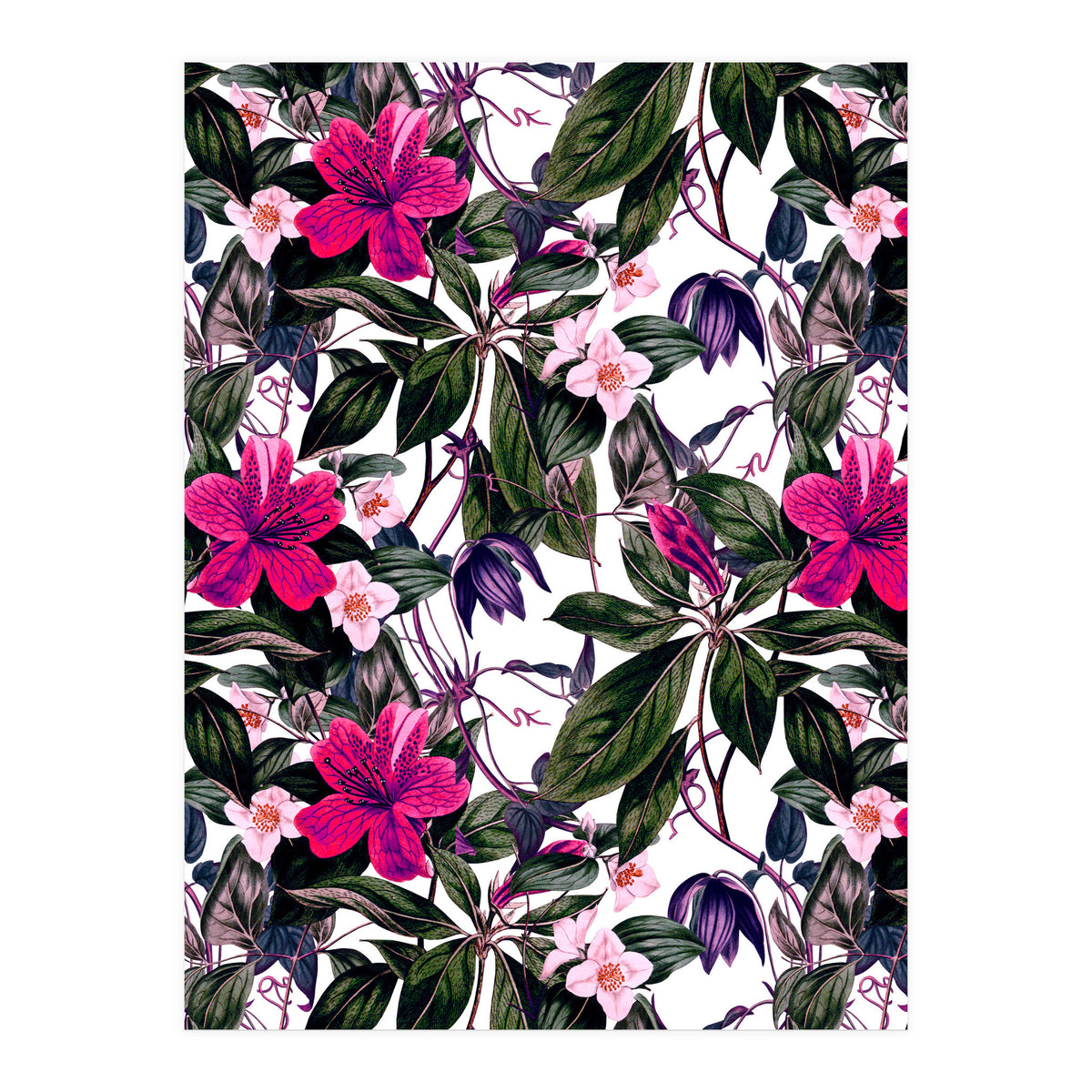 Pattern antique botanical flowers (Print Only)