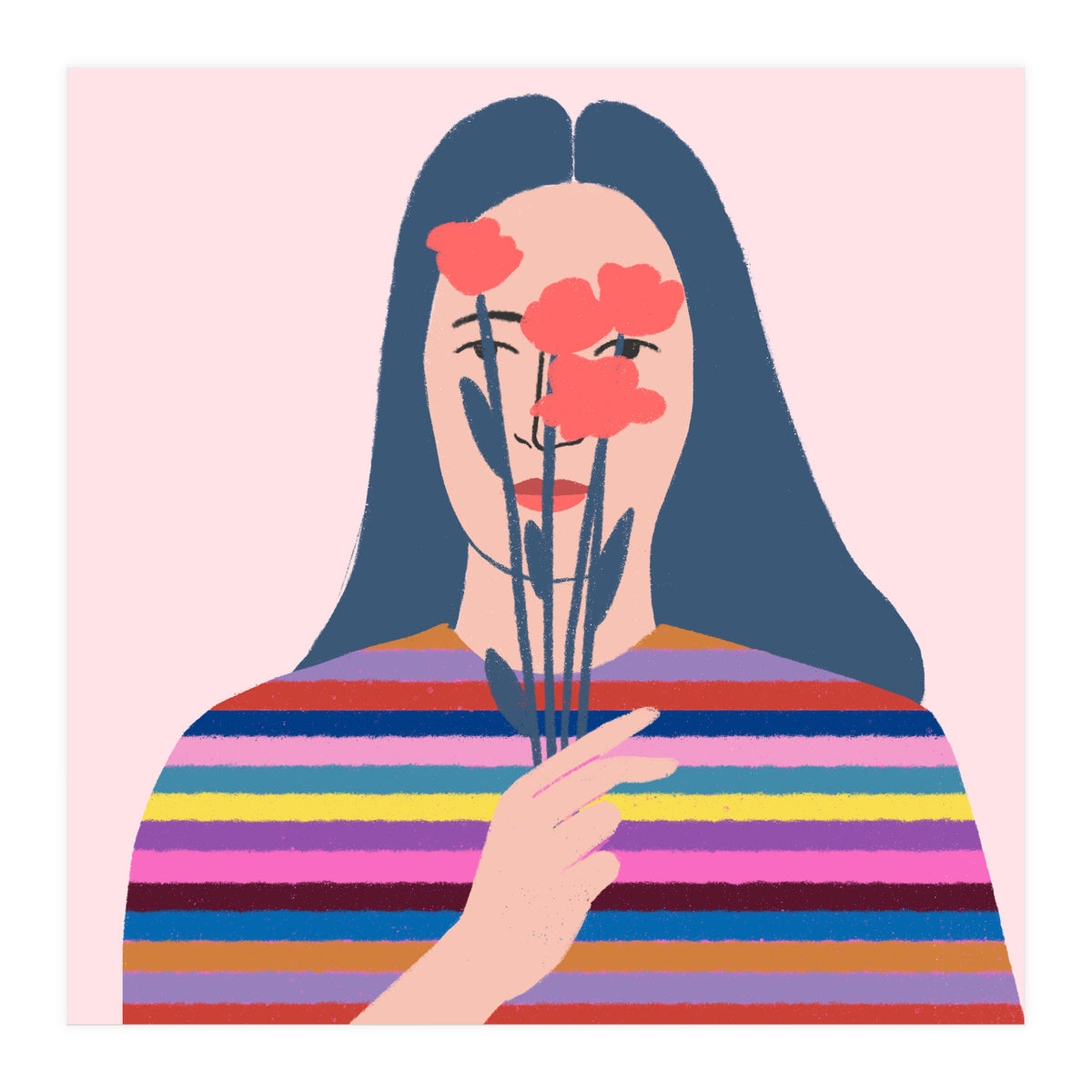 Girl With Flowers Square (Print Only)