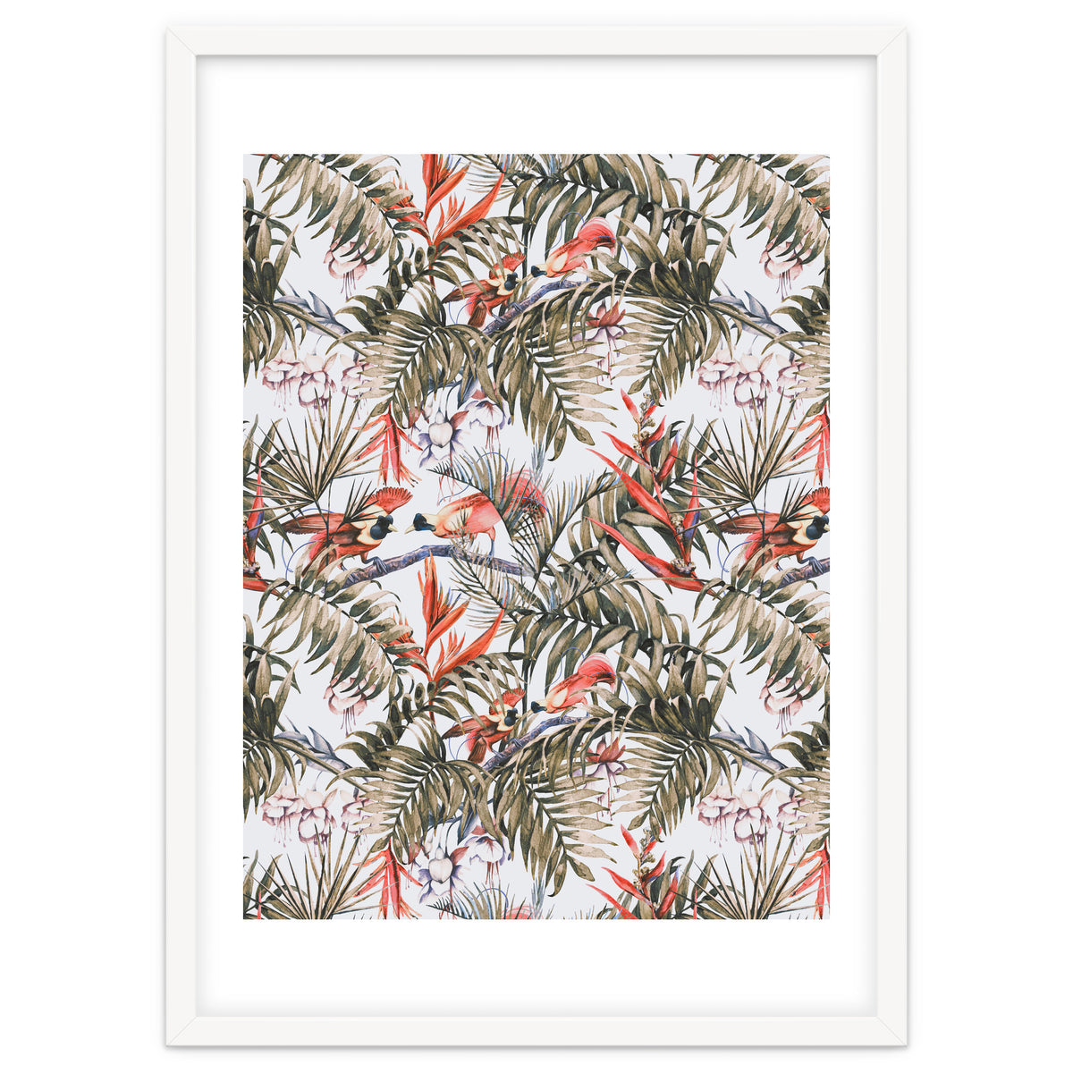 Exotic birds in the jungle paradise