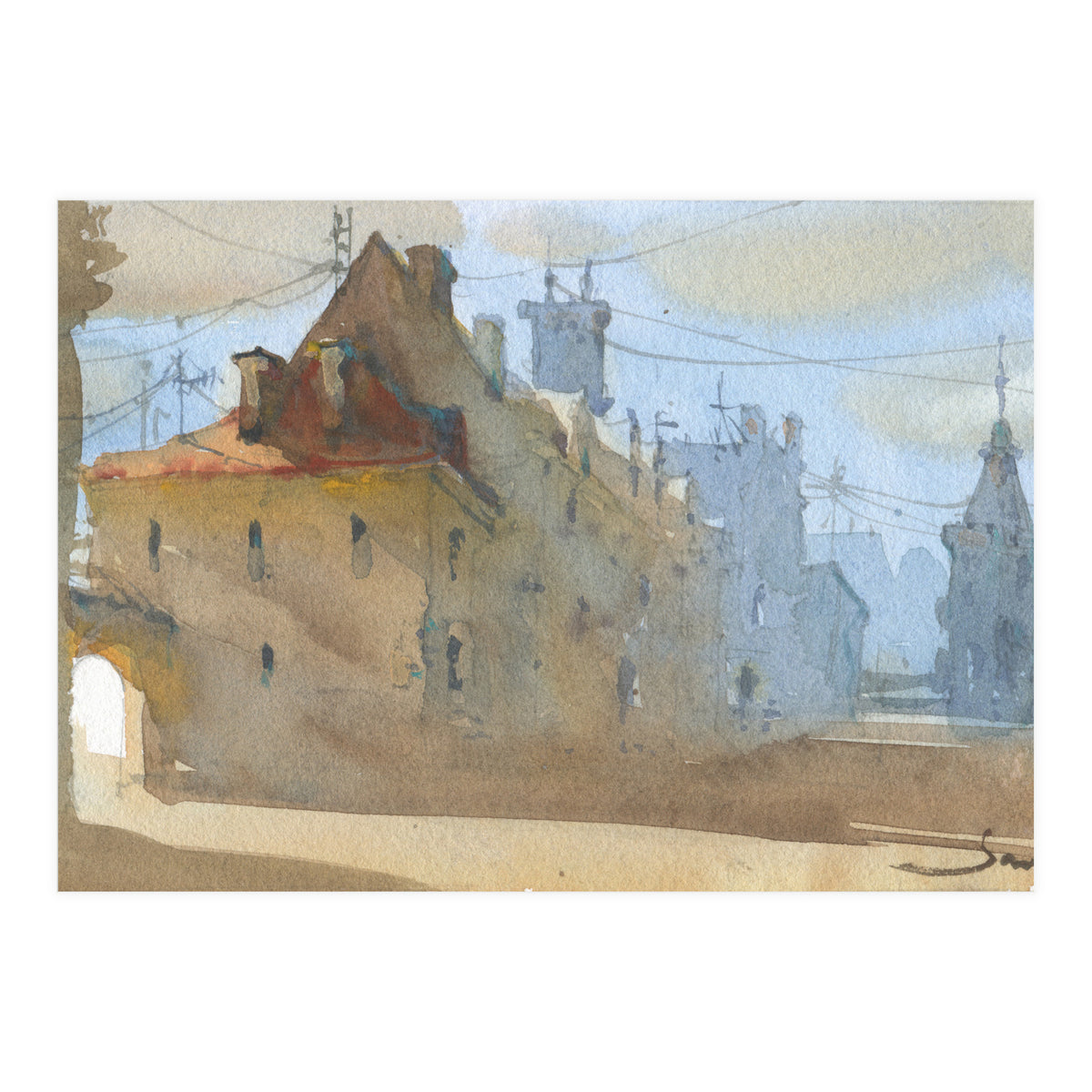 Old Town Warsaw. Watercolor painting. (Print Only)