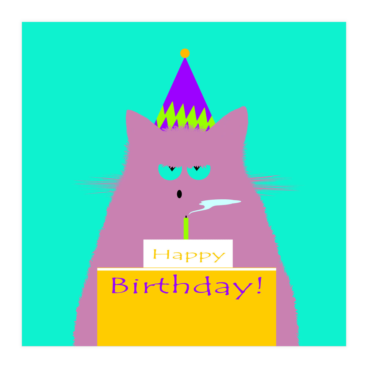 Birthday Lilac Cat  (Print Only)