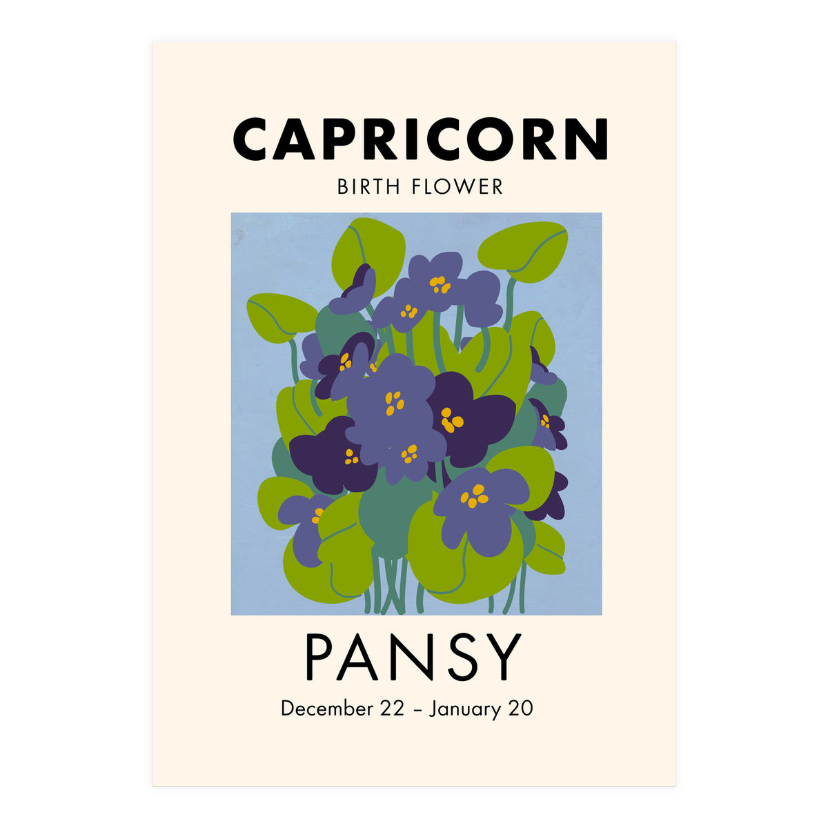 Capricorn Birth Flower Pansy (Print Only)