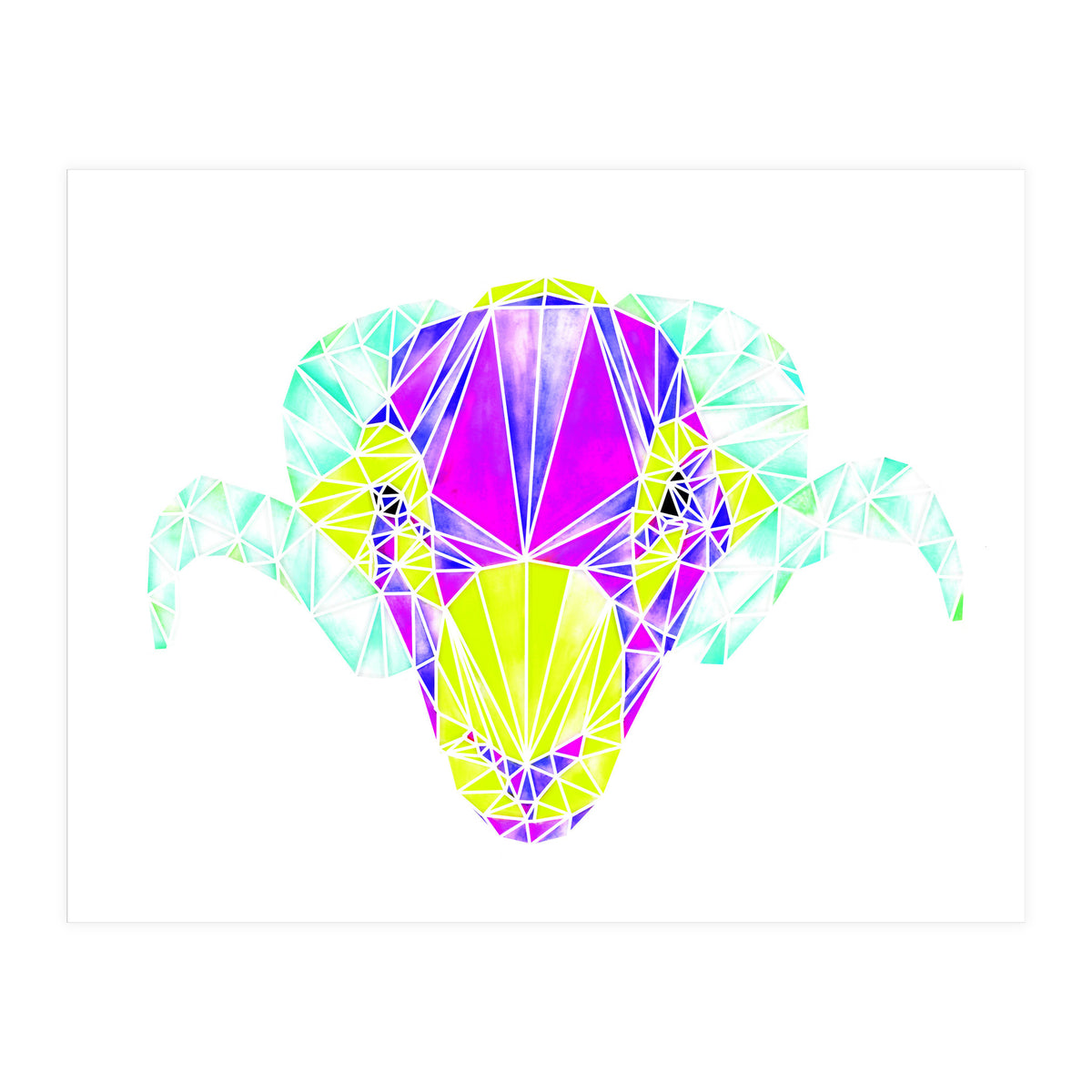 Colourful Geometric Swaledale Sheep Tup with White Lines (Print Only)