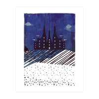 Castle on the hill at night (Print Only)