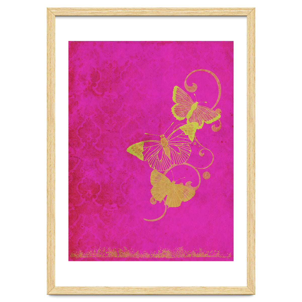 Yellow Butterflies on Pink