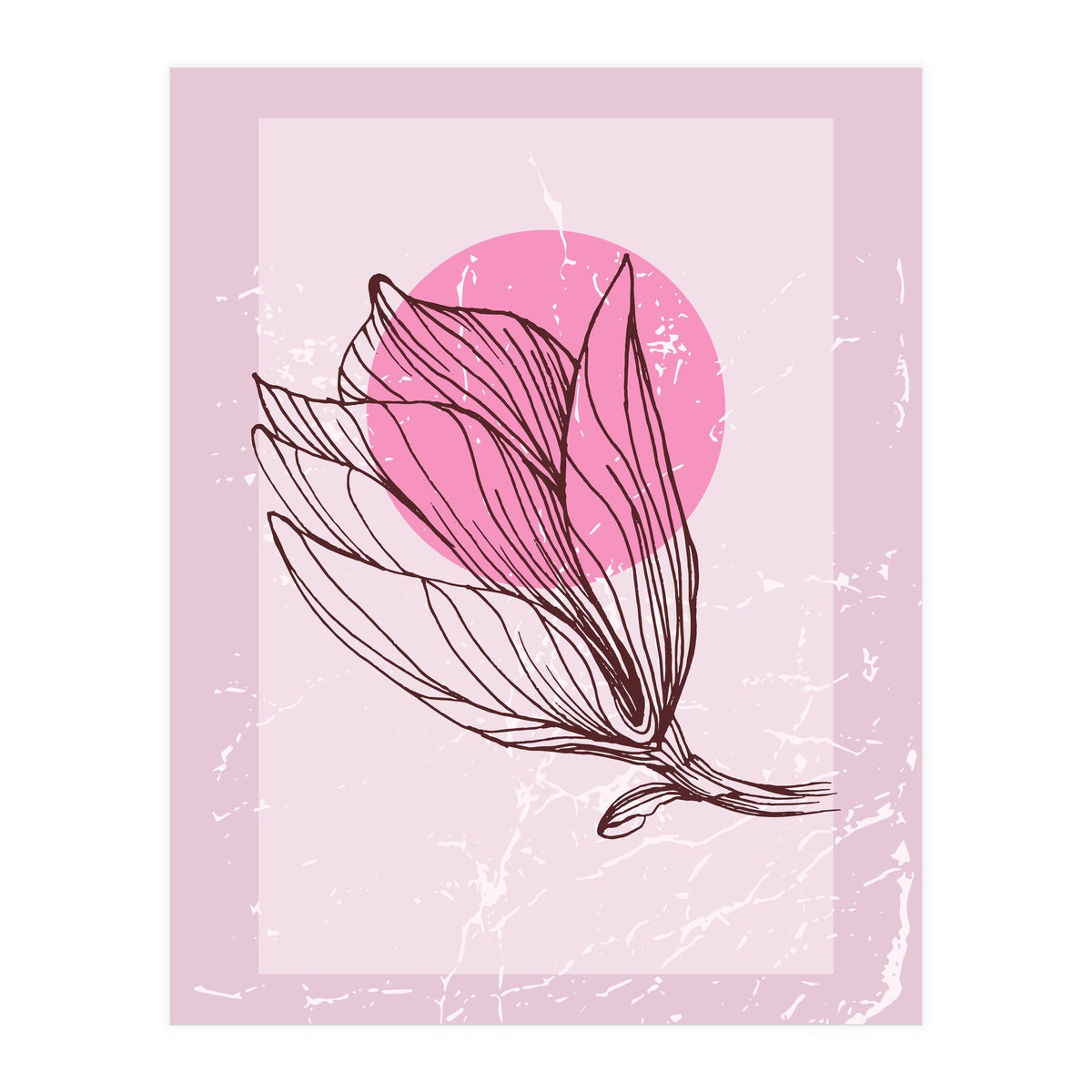 Magnolia  Minimalist Scandinavian, Abstract Geometric Art, Botanical Art (Print Only)