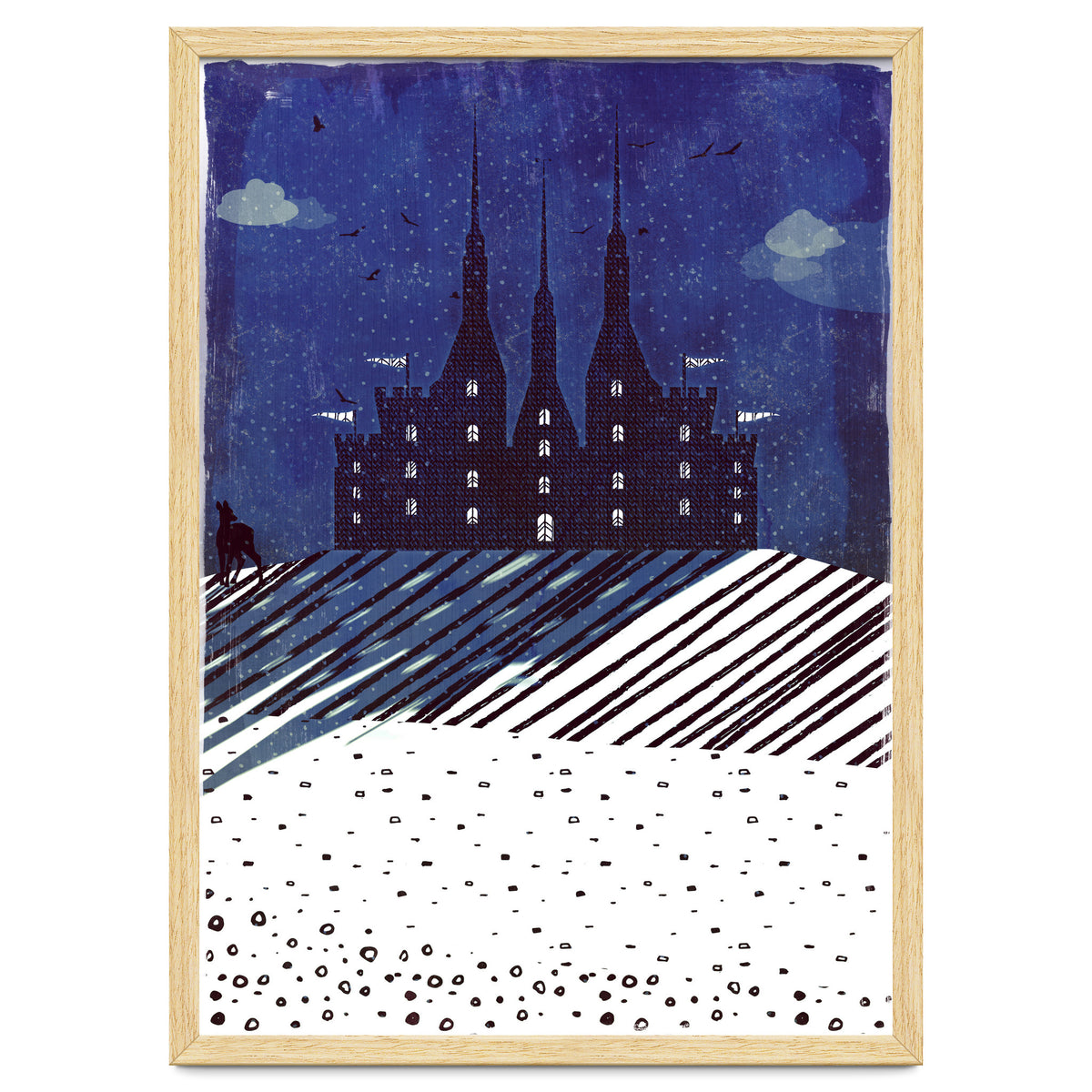 Castle on the hill at night