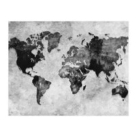 black and white world map (Print Only)