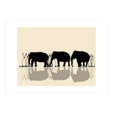 Elephants Crossing Water (Print Only) thumbnail