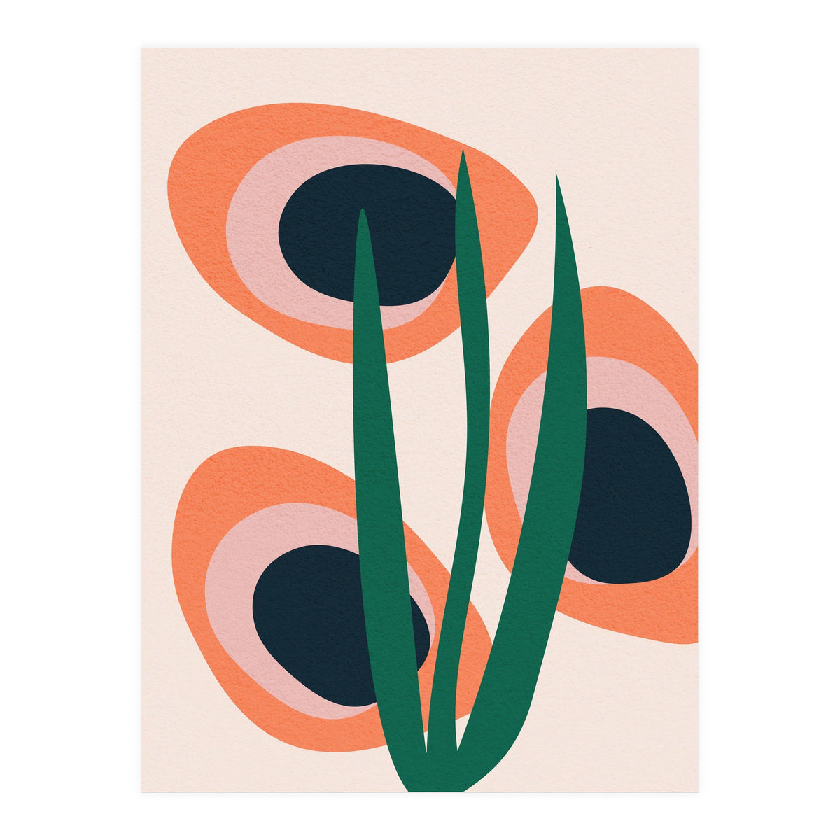 Abstract Mid Century Modern Scandinavian Leaf II (Print Only)