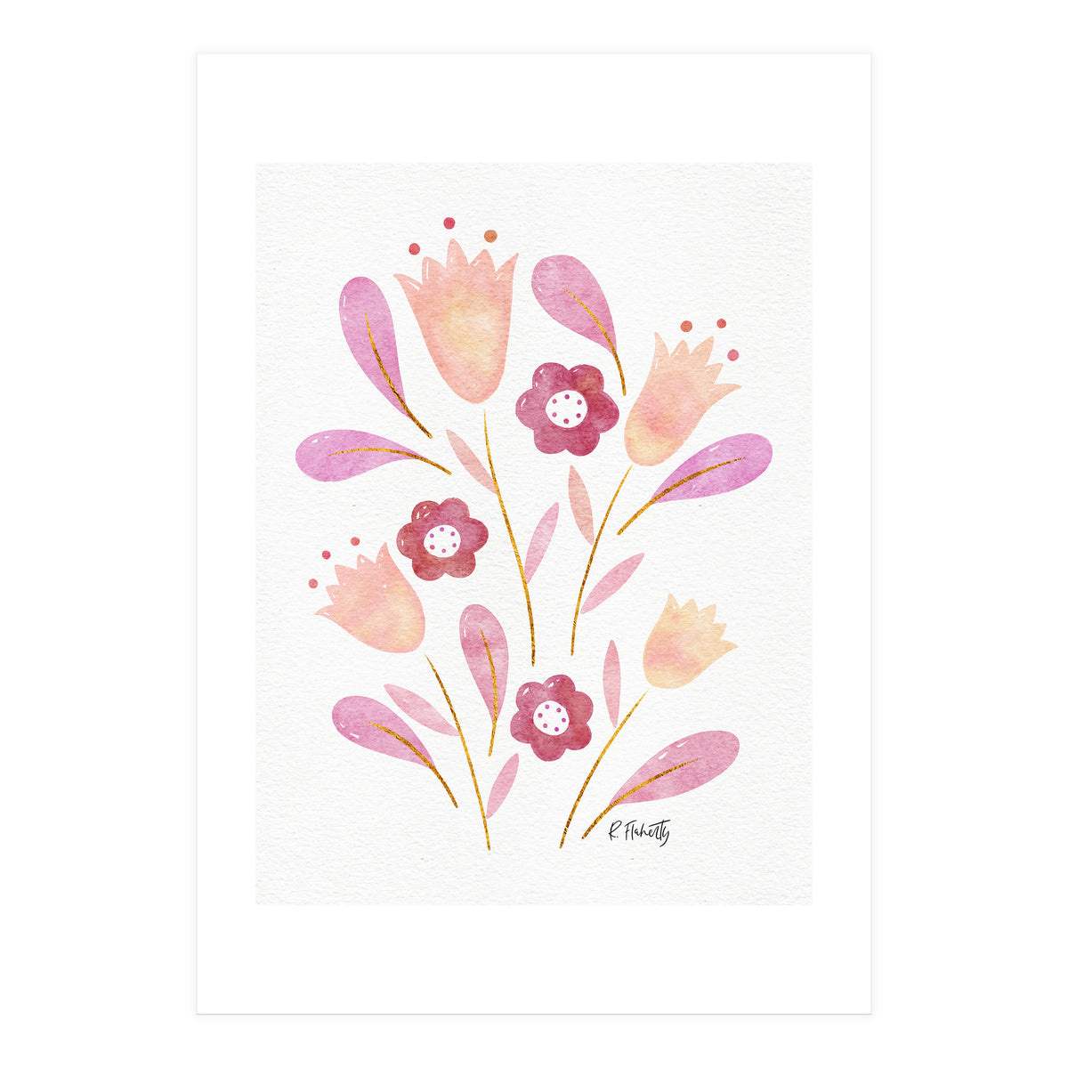 Watercolour Tulips | Pink (Print Only)
