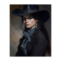 Gothic Cowgirl Moody Dark Painting  (Print Only)