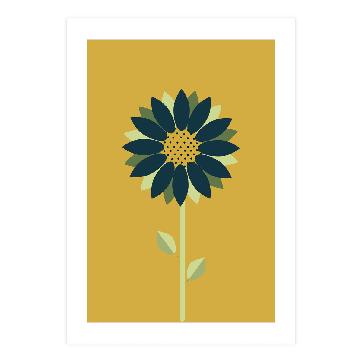 Scandinavian Folk Minimalist Flower Yellow Mustard (Print Only)