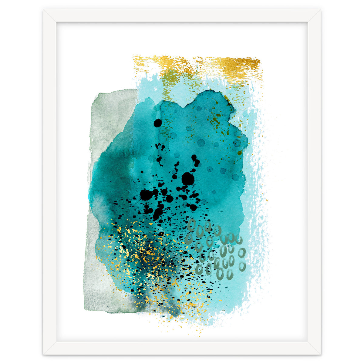 Abstract watercolour turquoise and gold