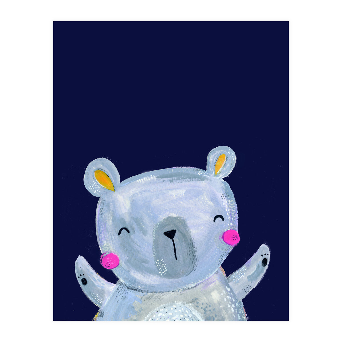 Woodland Bear On Navy (Print Only)