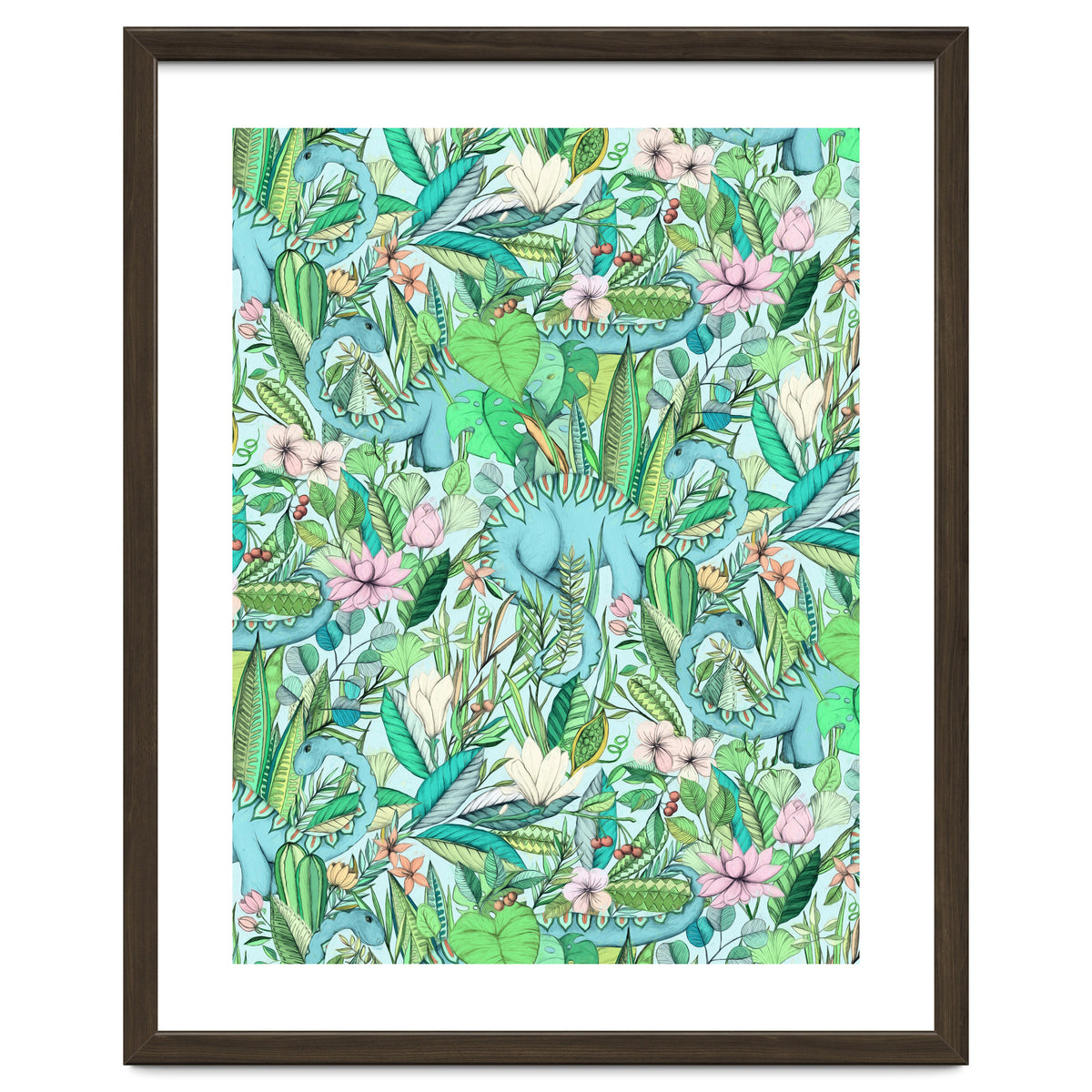 Improbable Botanical with Dinosaurs - soft pastels