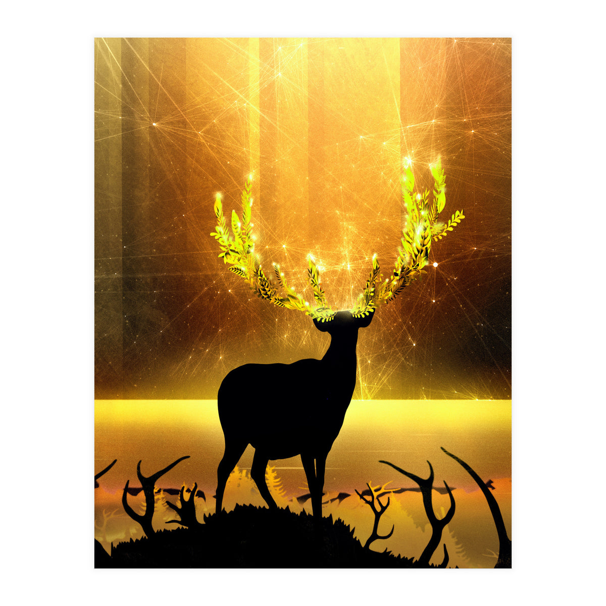 Greenery Deer Golden Sun (Print Only)