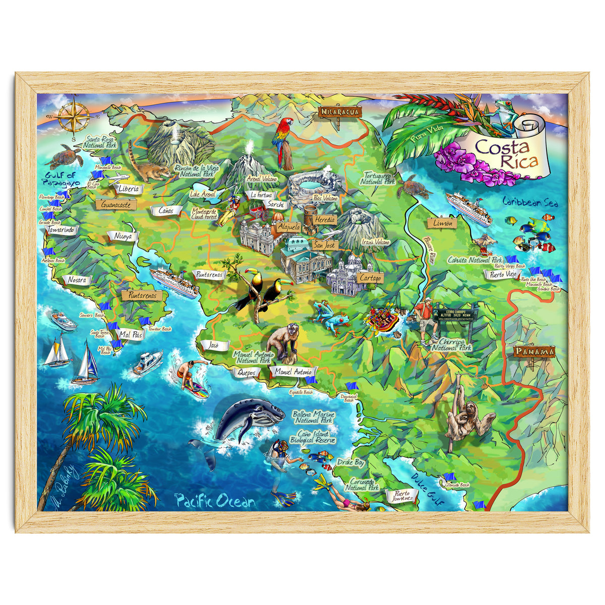 Costa Rica Map Illustration