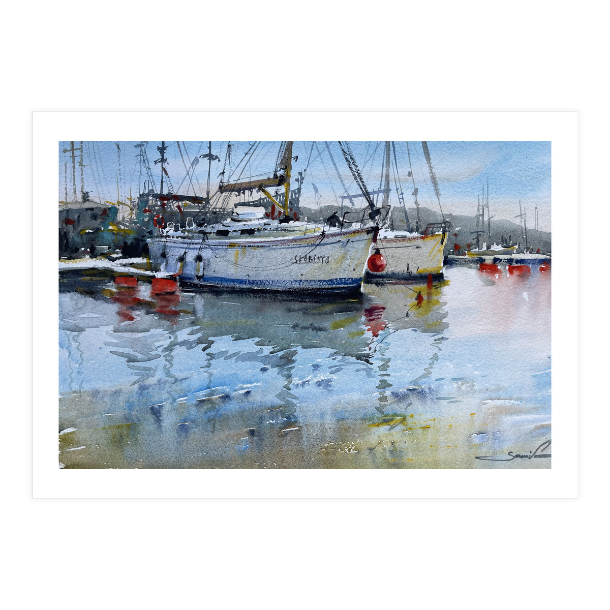 Yachts watercolor (Print Only)