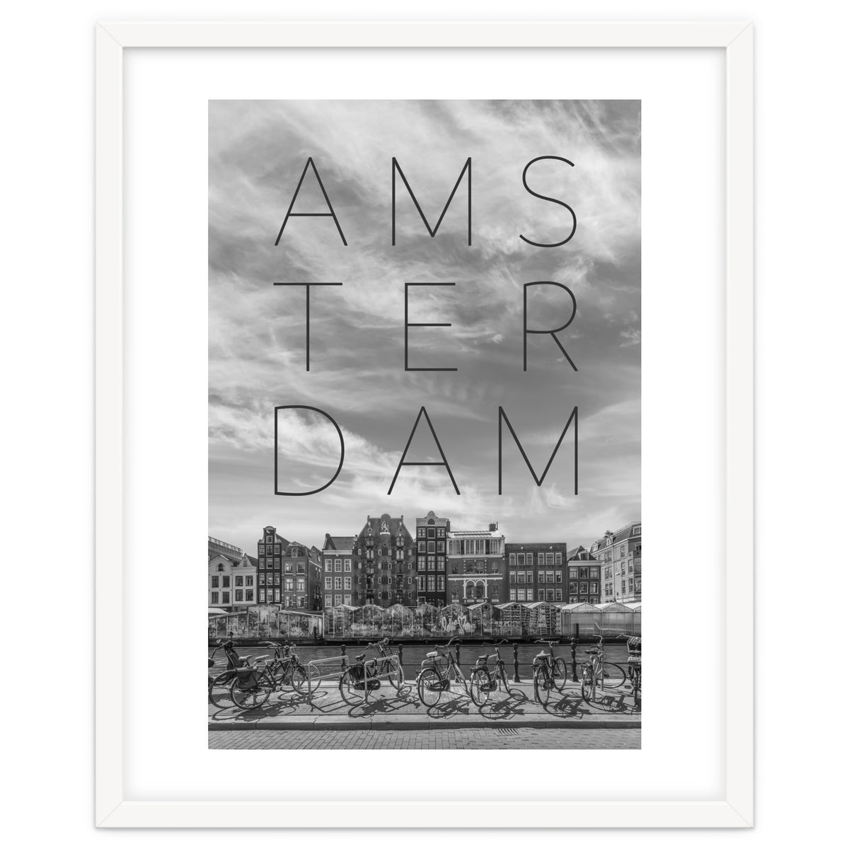 AMSTERDAM Singel Canal with Flower Market | Text & Skyline