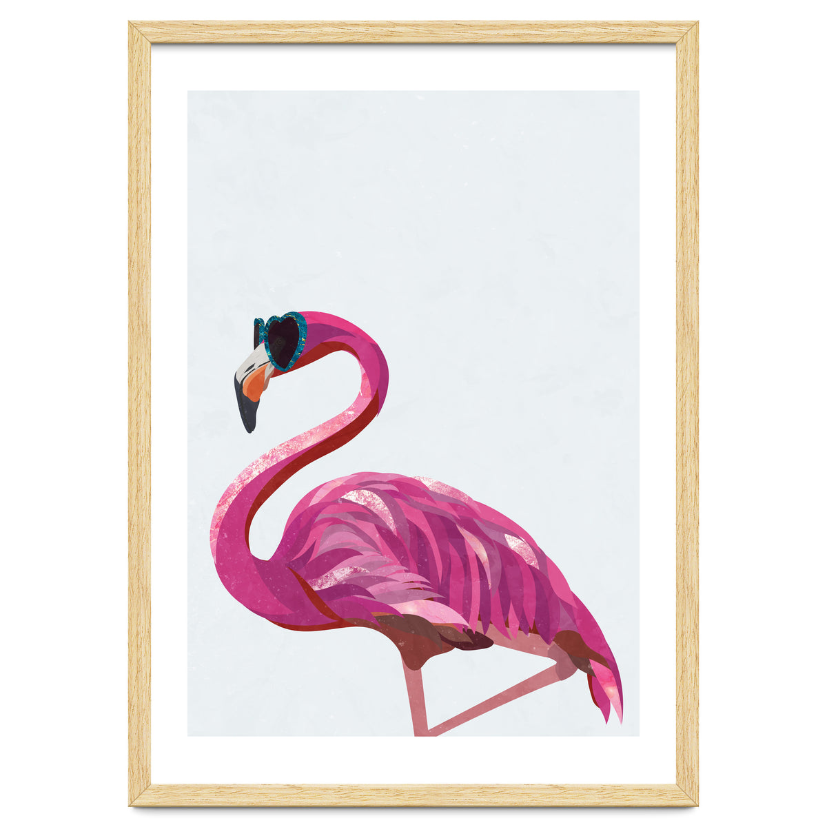 Flamingo Portrait Wearing Sunglasses