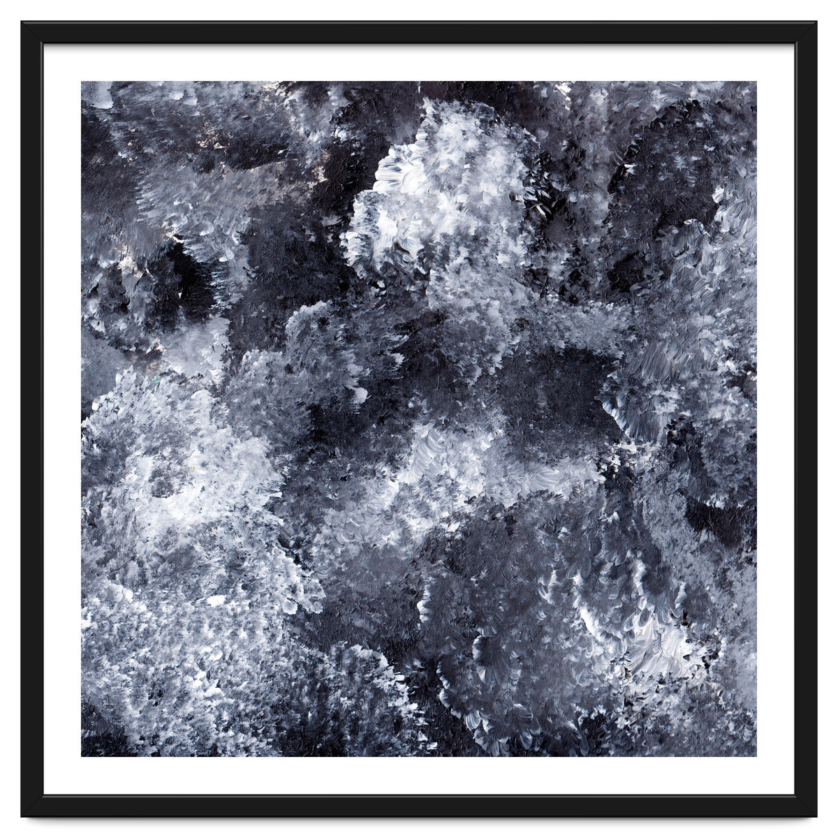 Modern Black White Acrylic Paint Brushstroke Ocean Waves