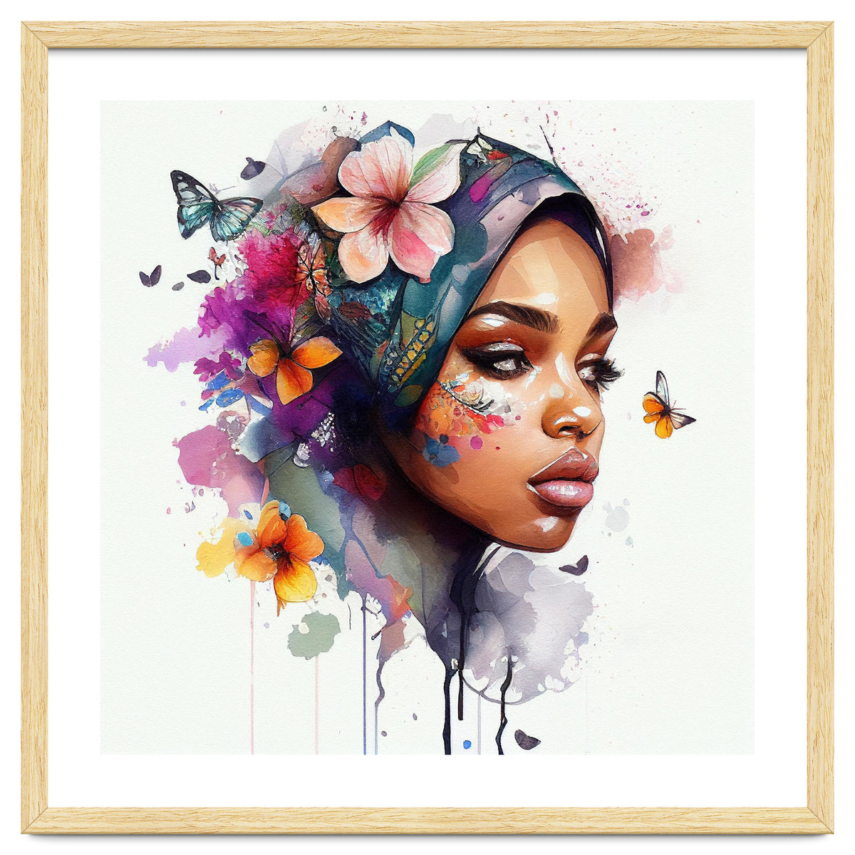 Watercolor Floral Arabian Woman #2