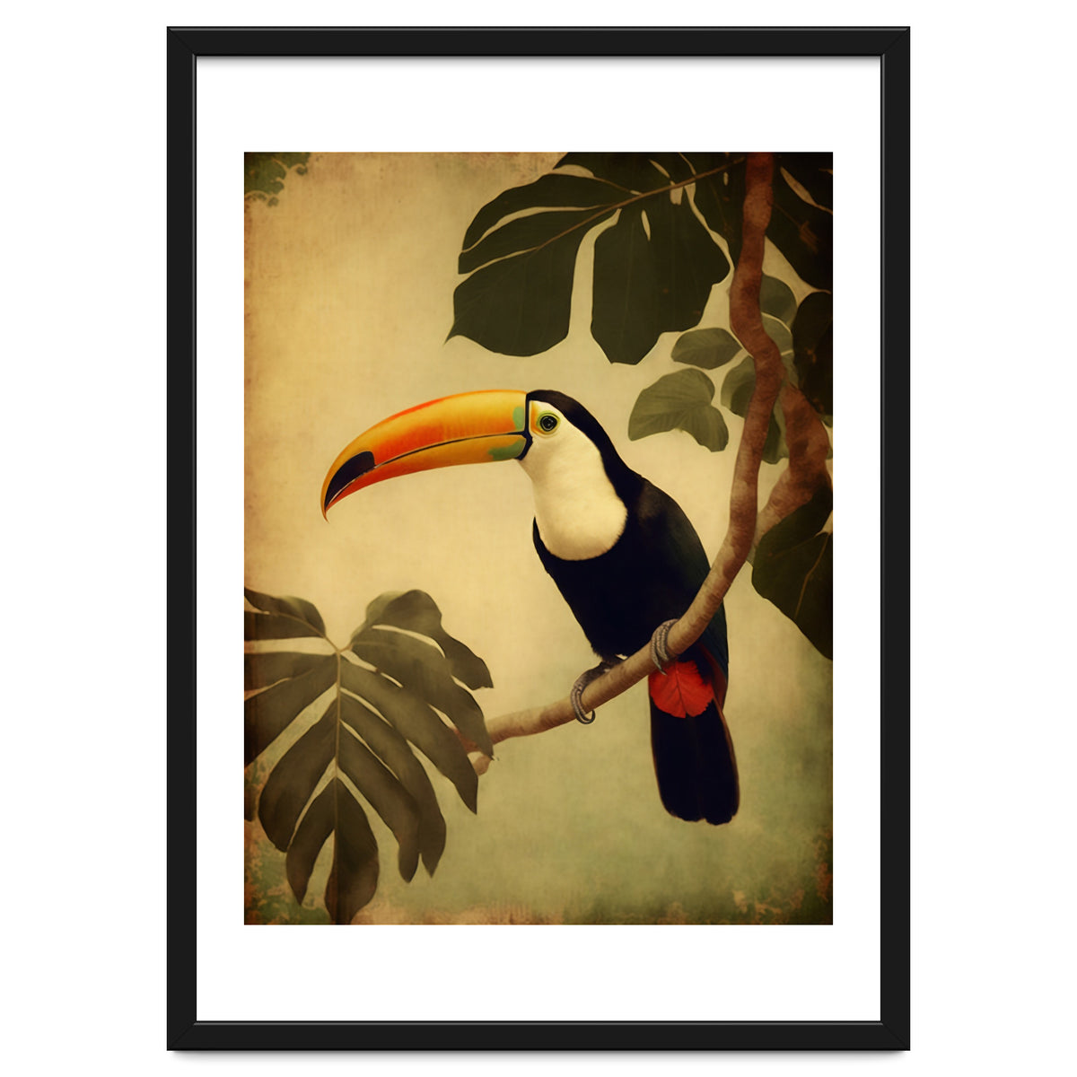 Toucan Vintage Jungle Painting