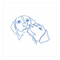 One Line Art Dogs Couple  (Print Only)